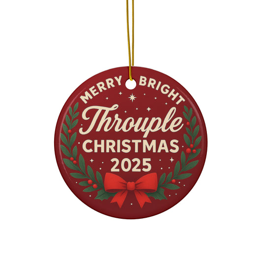 Throuple Christmas 2025 Ceramic Ornament | Round Holiday Decoration
