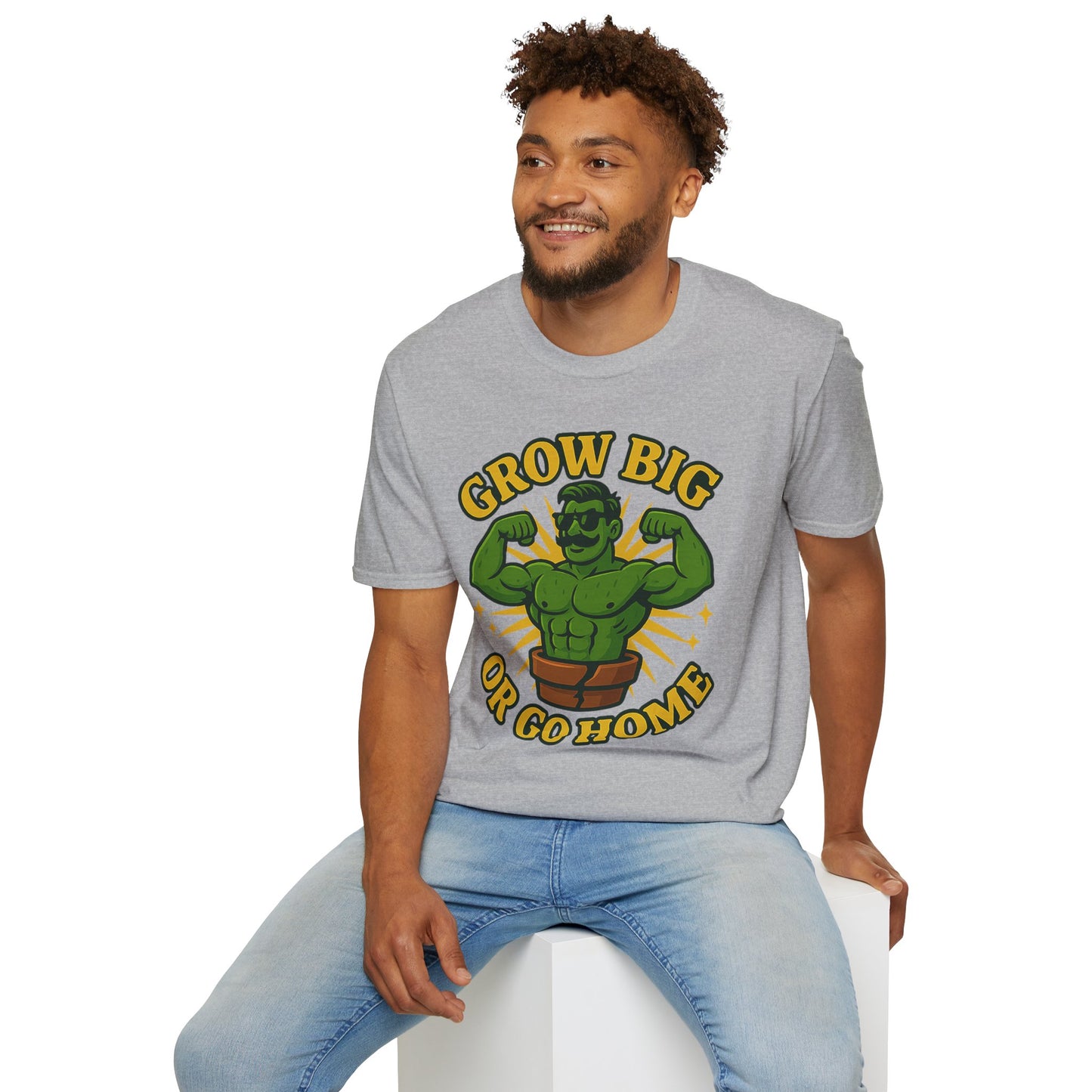 Grow Big or Go Home Plant Monster T-Shirt | Muscle Succulent Graphic Tee | Men's T-Shirt Plant Lover