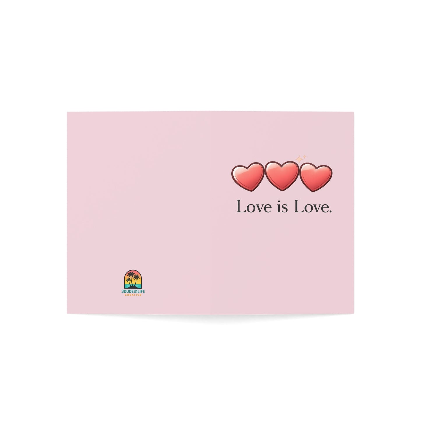 Love is Love hearts Greeting Card | LGBTQ Pride, Pink Birthday card | Throuple Celebration