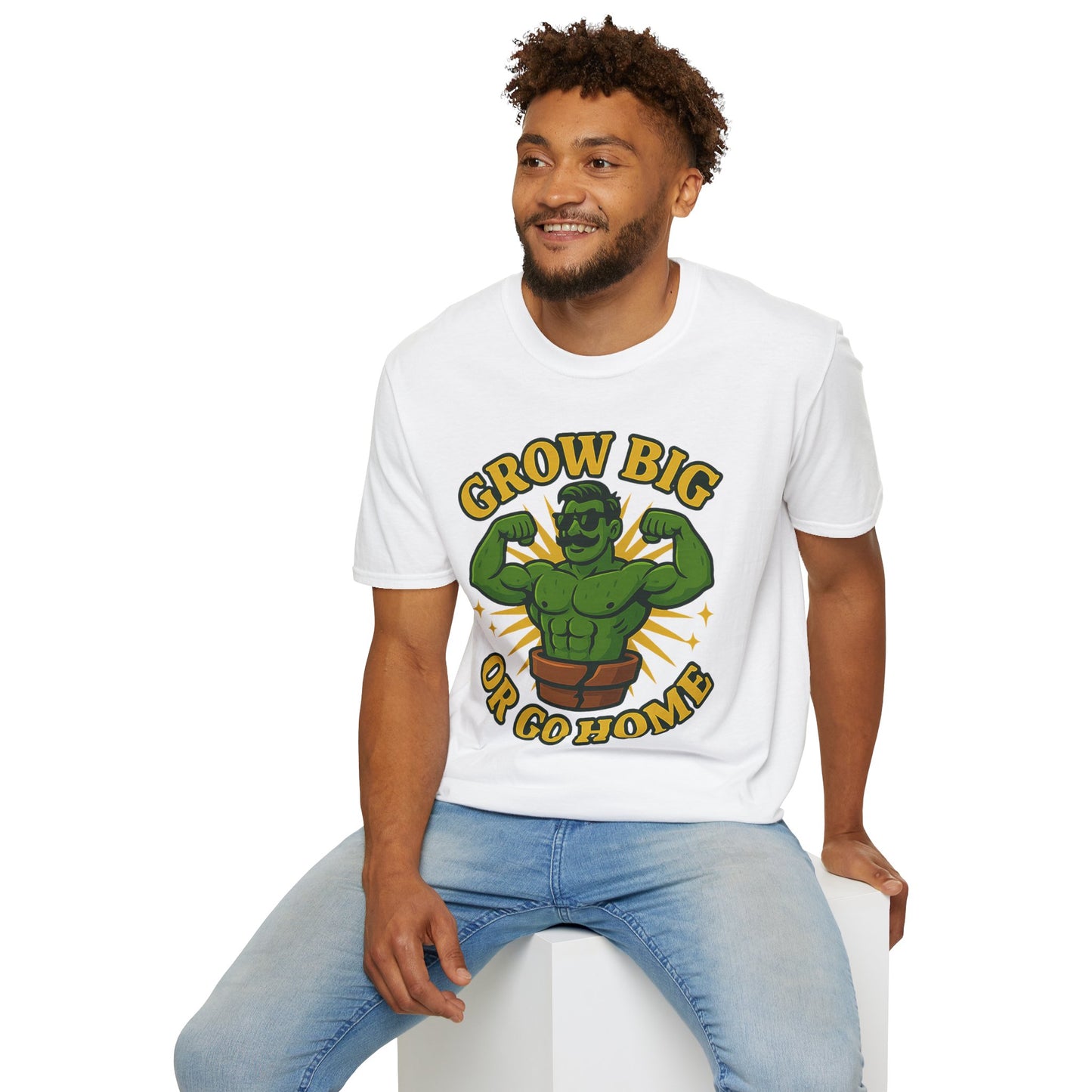 Grow Big or Go Home Plant Monster T-Shirt | Muscle Succulent Graphic Tee | Men's T-Shirt Plant Lover