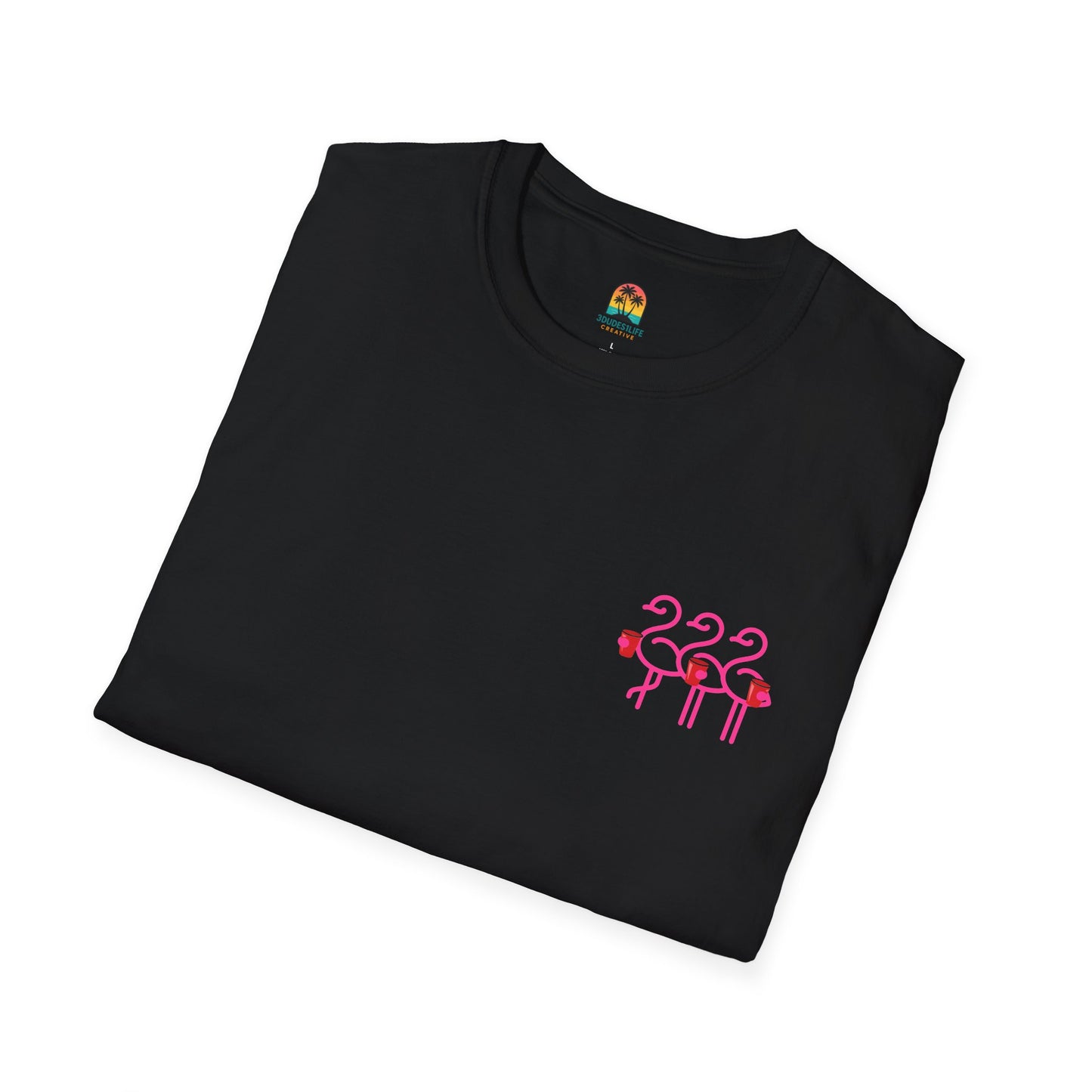 Three Pink Flamingos T-Shirt | Summer Print Shirt | Red Cup Throuple Life