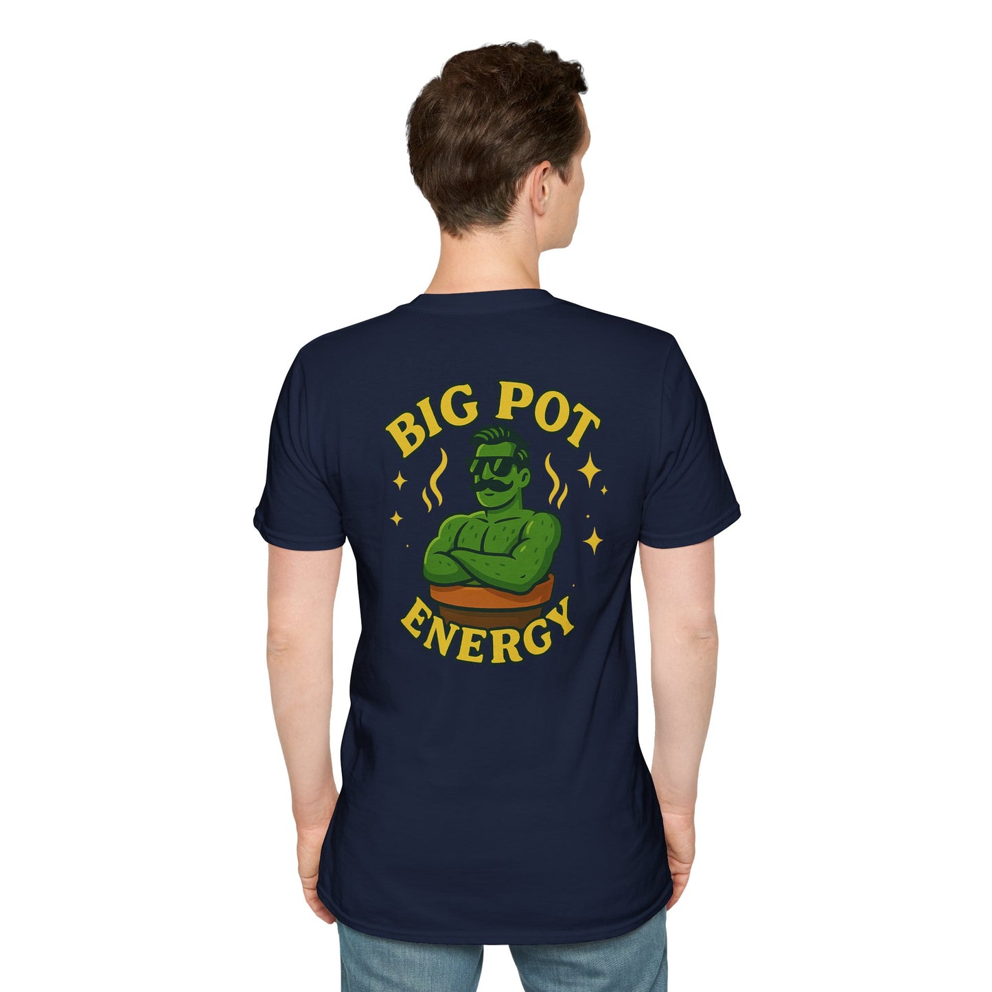 Big Pot Energy T-Shirt | Funny Plant Pot Character | 2 Sided Men's T-Shirt Plant Lover