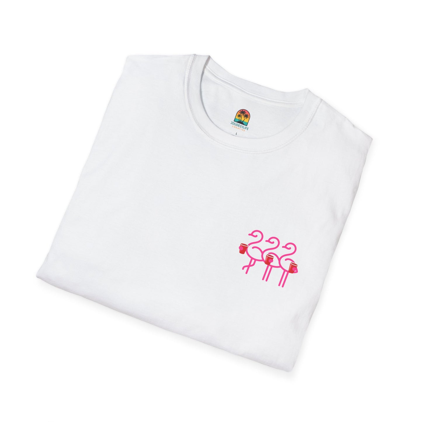 Three Pink Flamingos T-Shirt | Summer Print Shirt | Red Cup Throuple Life