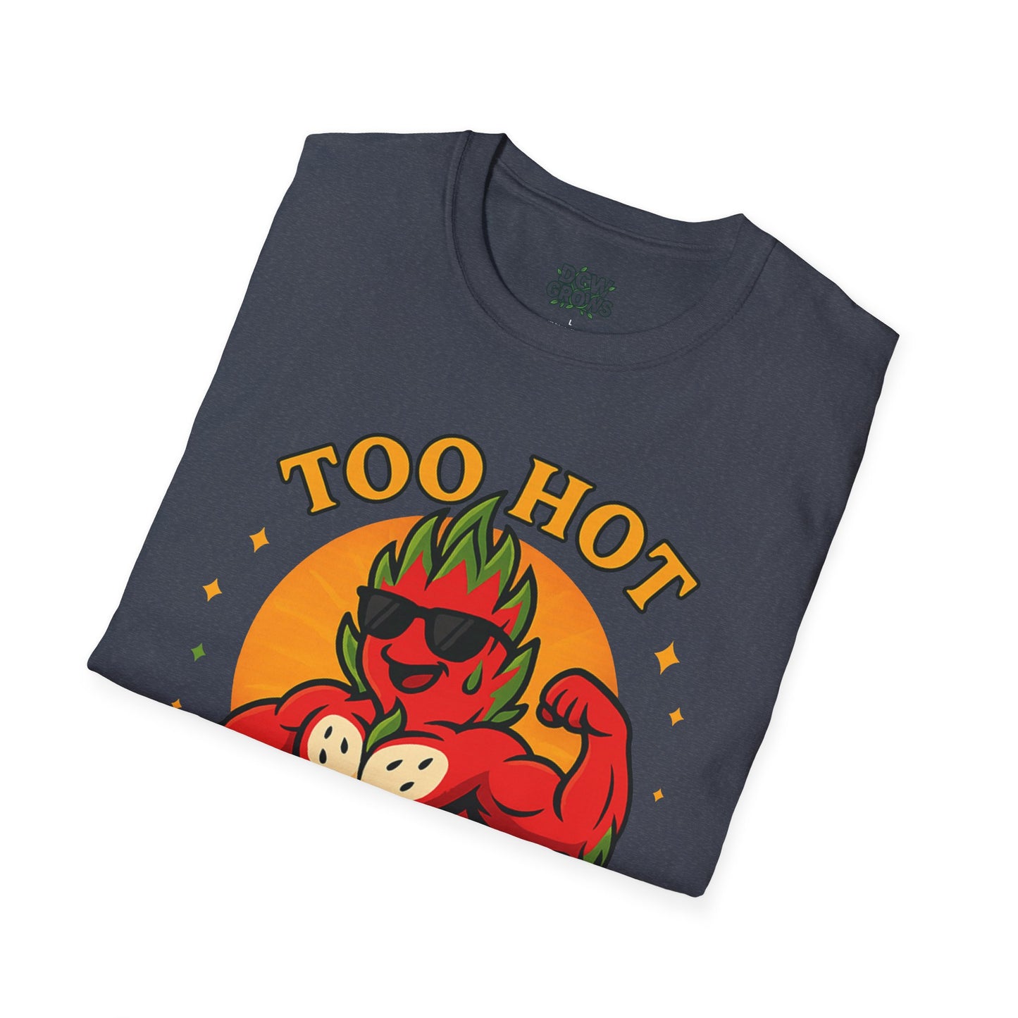 Too Hot For Partial Shade T-Shirt | Flaming Dragon Fruit Cartoon Design | Men's T-Shirt Plant Lover