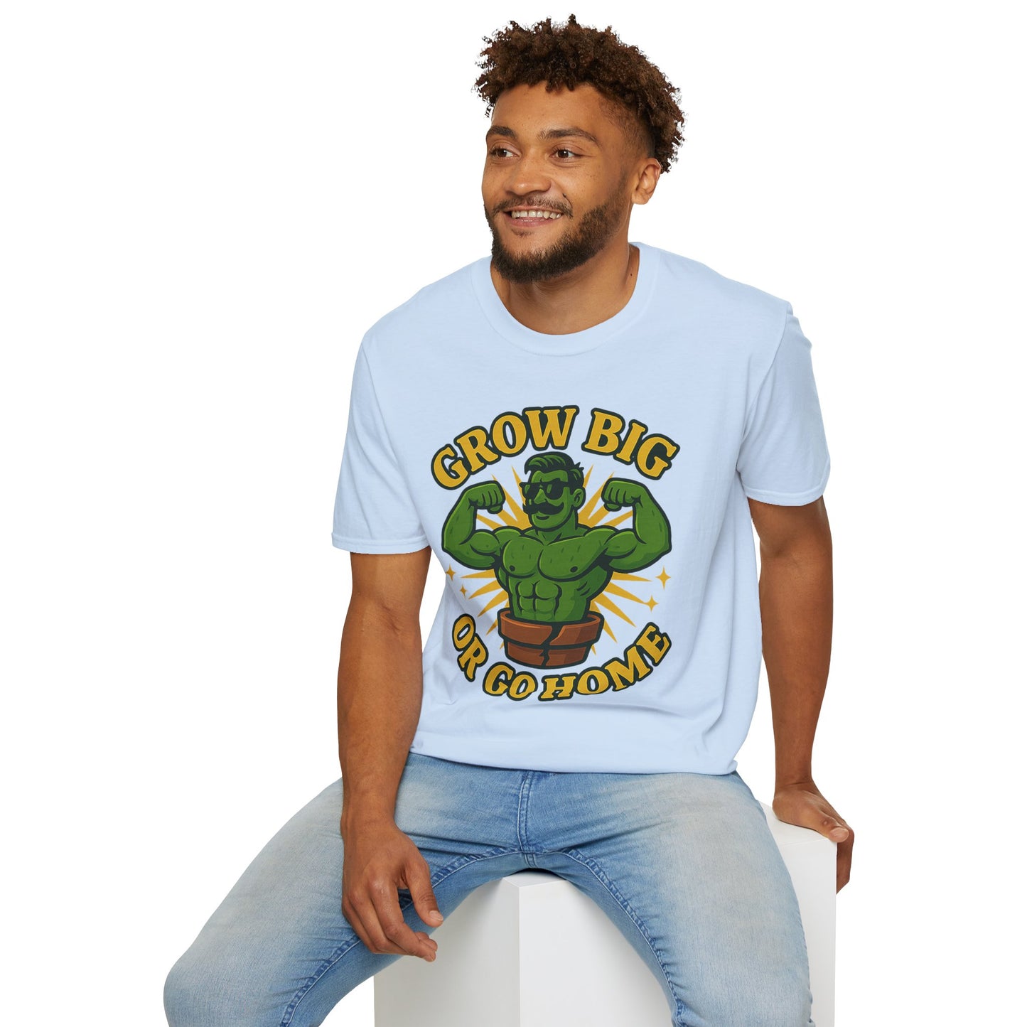 Grow Big or Go Home Plant Monster T-Shirt | Muscle Succulent Graphic Tee | Men's T-Shirt Plant Lover