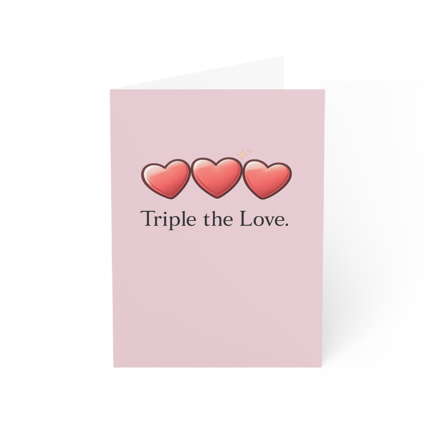 Triple the Love hearts Greeting Card | Pink Birthday Love Card | Throuple Celebration
