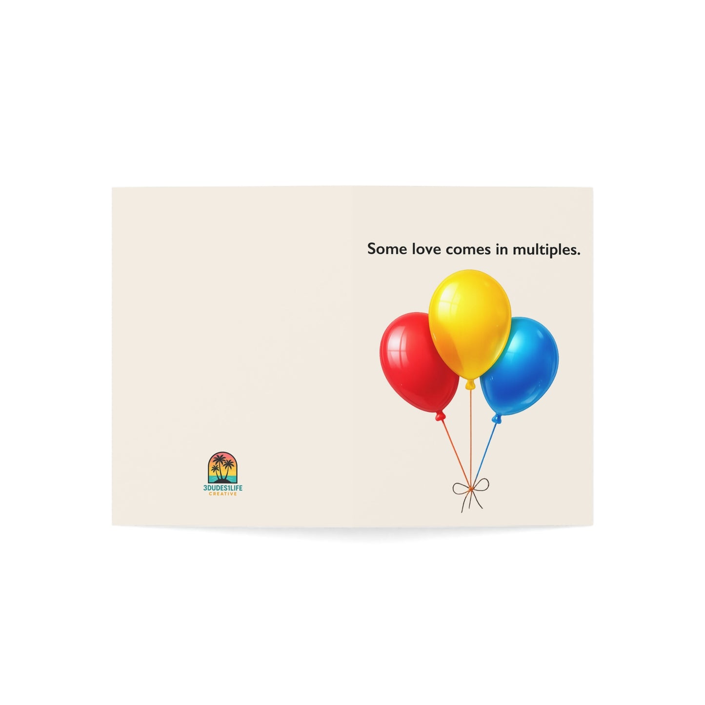 Some love comes in multiples Balloons Greeting Card | Throuple Birthday Card | LGBTQ Celebration Card