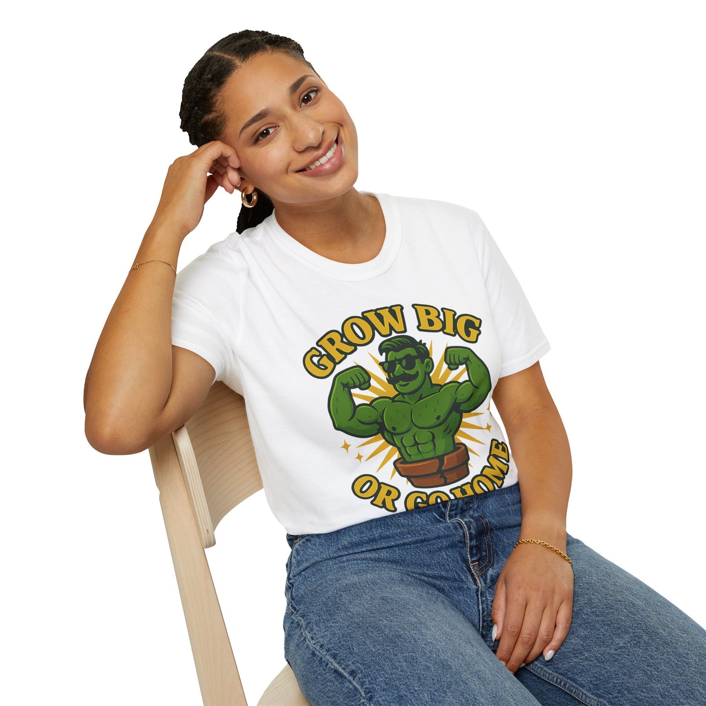 Grow Big or Go Home Plant Monster T-Shirt | Muscle Succulent Graphic Tee | Men's T-Shirt Plant Lover