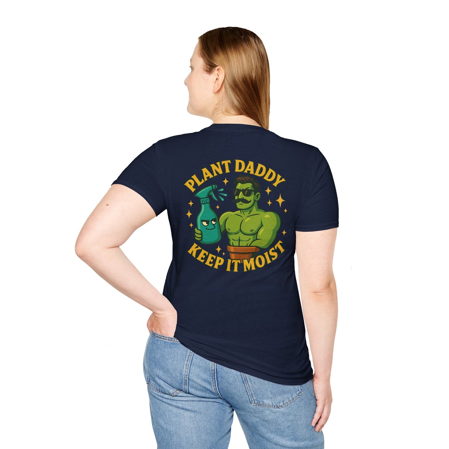 Plant Daddy Keep It Moist T-Shirt | Plant Care Humorous Graphic Tee | 2 Sided Men's T-Shirt Plant Lover