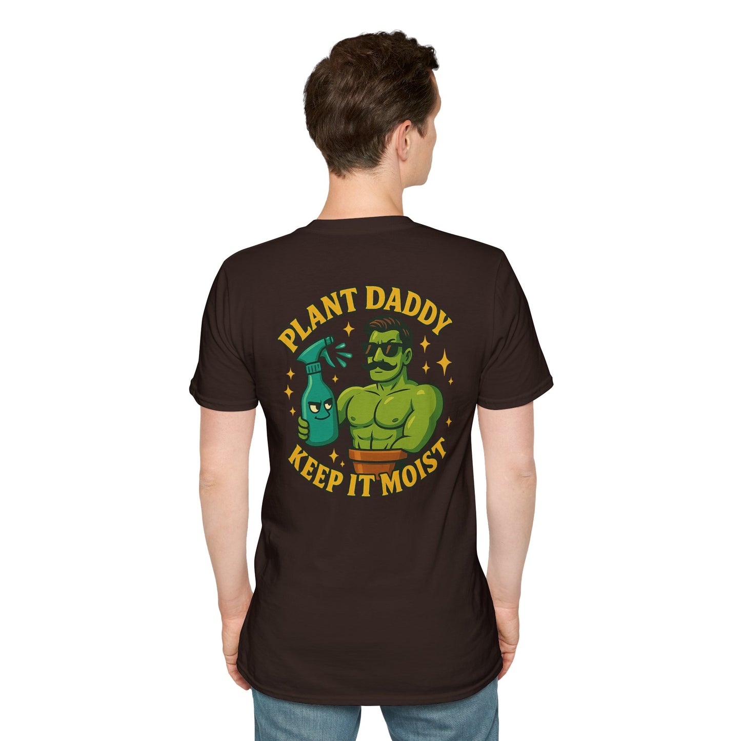 Plant Daddy Keep It Moist T-Shirt | Plant Care Humorous Graphic Tee | 2 Sided Men's T-Shirt Plant Lover