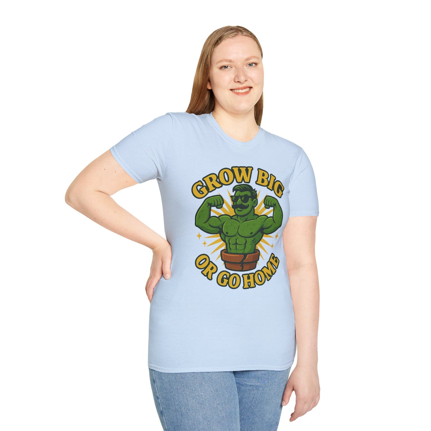 Grow Big or Go Home Plant Monster T-Shirt | Muscle Succulent Graphic Tee | Men's T-Shirt Plant Lover
