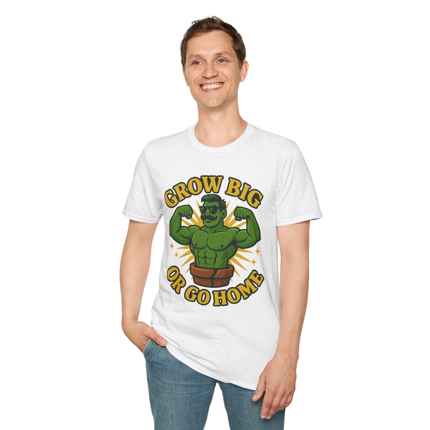 Grow Big or Go Home Plant Monster T-Shirt | Muscle Succulent Graphic Tee | Men's T-Shirt Plant Lover