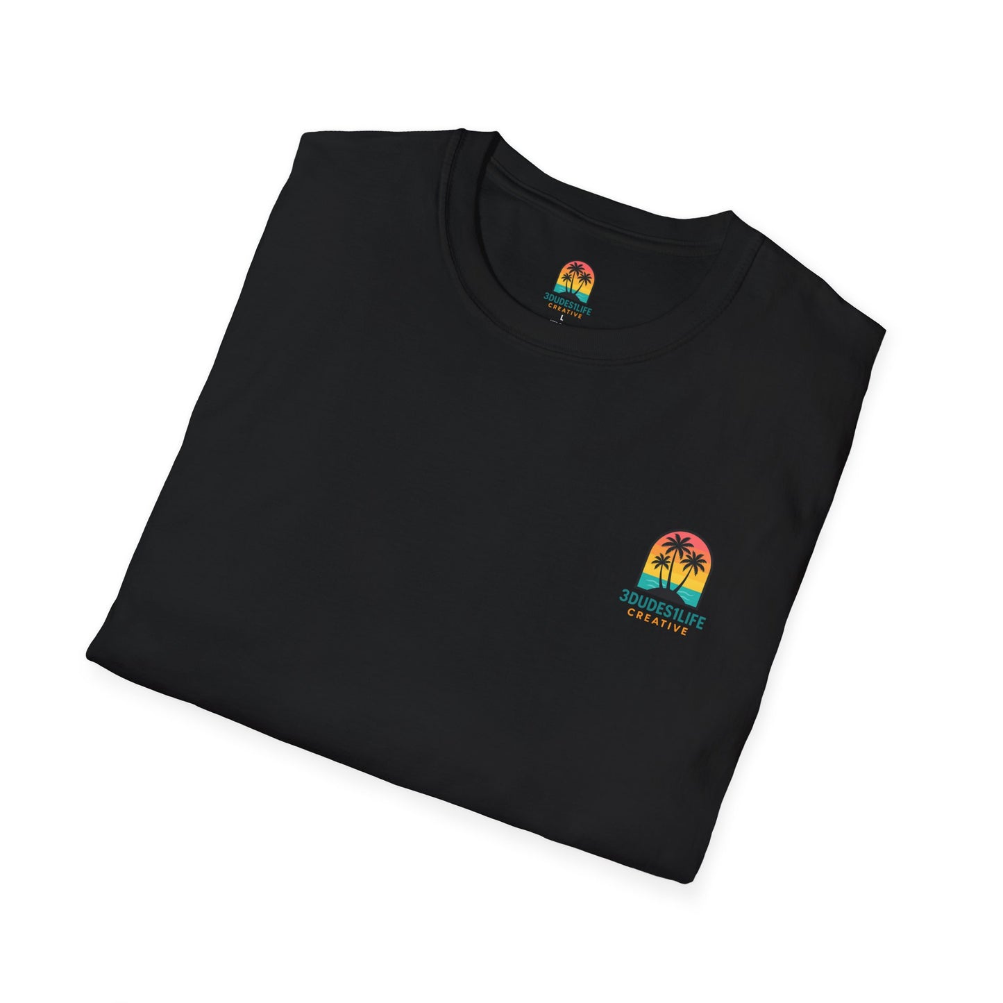 Pink Flamingo Trio T-Shirt | Small Chest Logo, Back Graphic | Throuple Shirt