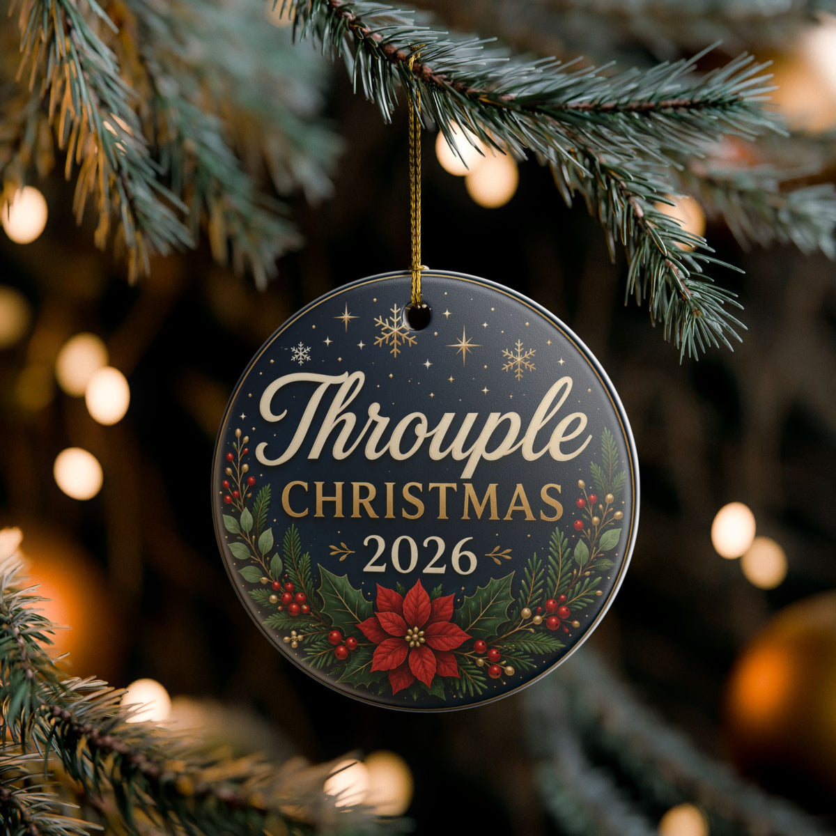 Throuple Christmas 2026 Ceramic Ornament | Elegant Polyamory Christmas Gift | LGBTQ+ Holiday Ornament | Throuple Keepsake