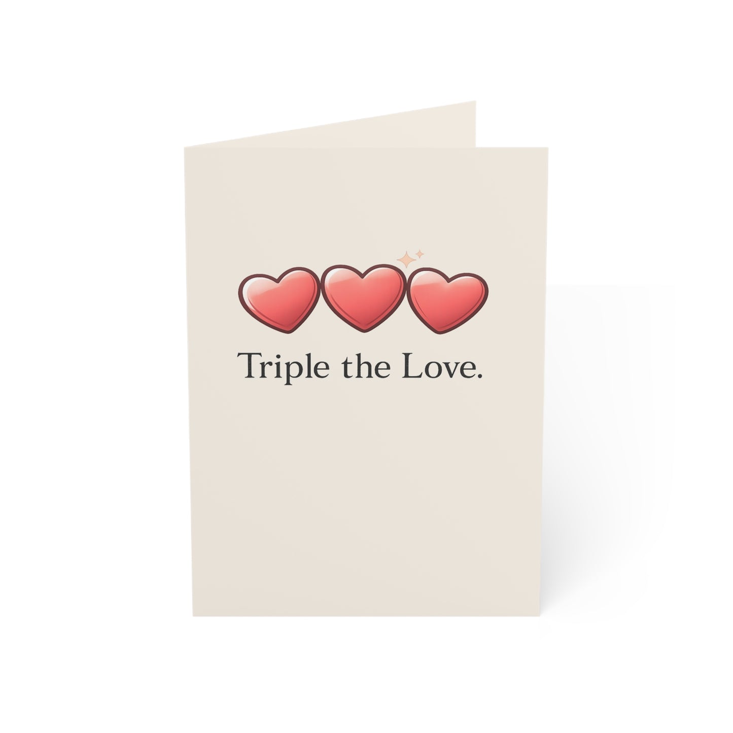 Triple the Love Hearts Greeting Card | Pride LGBTQ Celebration | Throuple Birthday Card
