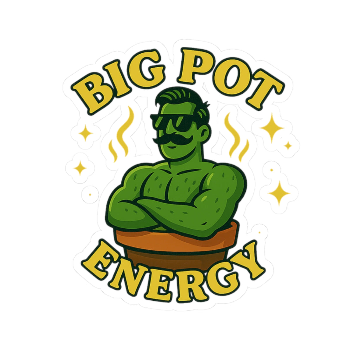 Big Pot Energy sticker | Plant Pot Character kiss-cut sticker | Funny Sticker for Plant Lovers
