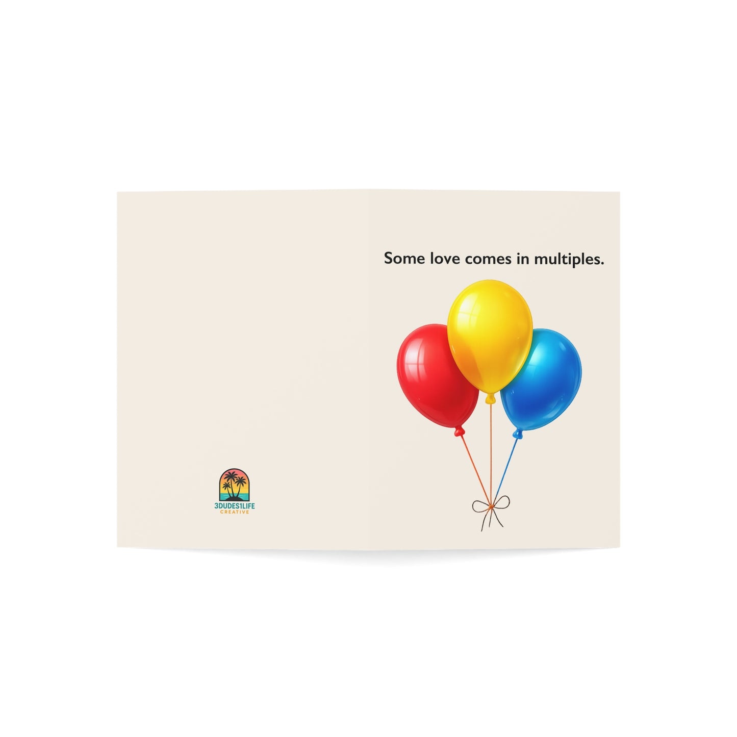 Some love comes in multiples Balloons Greeting Card | Throuple Birthday Card | LGBTQ Celebration Card