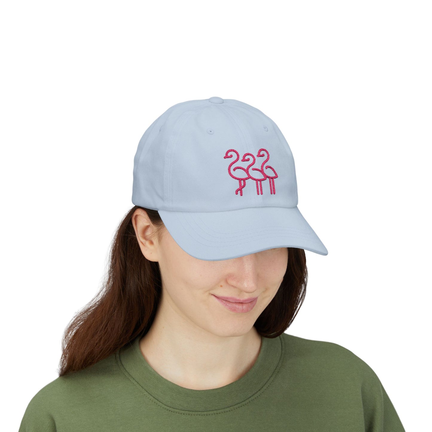 Three Pink Flamingos Dad Cap | Embroidered Flamingo Baseball Hat |Throuple Life