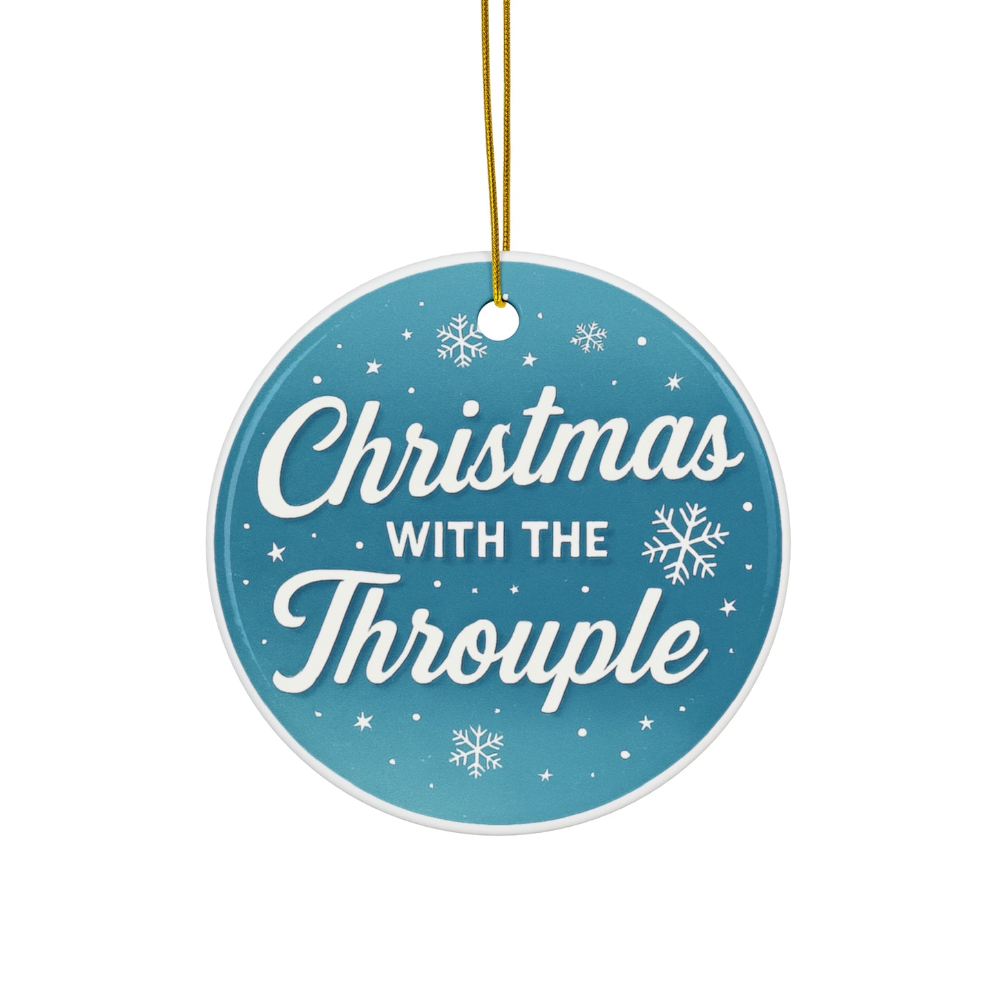Christmas with the Throuple Ceramic Ornament | Round Holiday Decoration