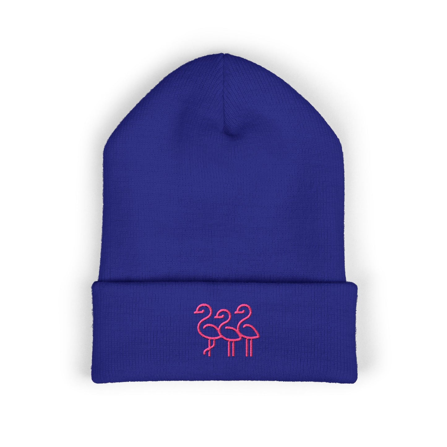 Pink Flamingo Trio Soft Beanie | Cuffed Embroidered Beanie | Throuple Gift Ideas