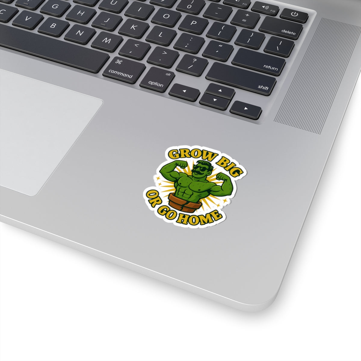 Grow Big or Go Home Plant Muscle Man Sticker | Kiss-Cut Vinyl | Funny Sticker for Plant Lovers