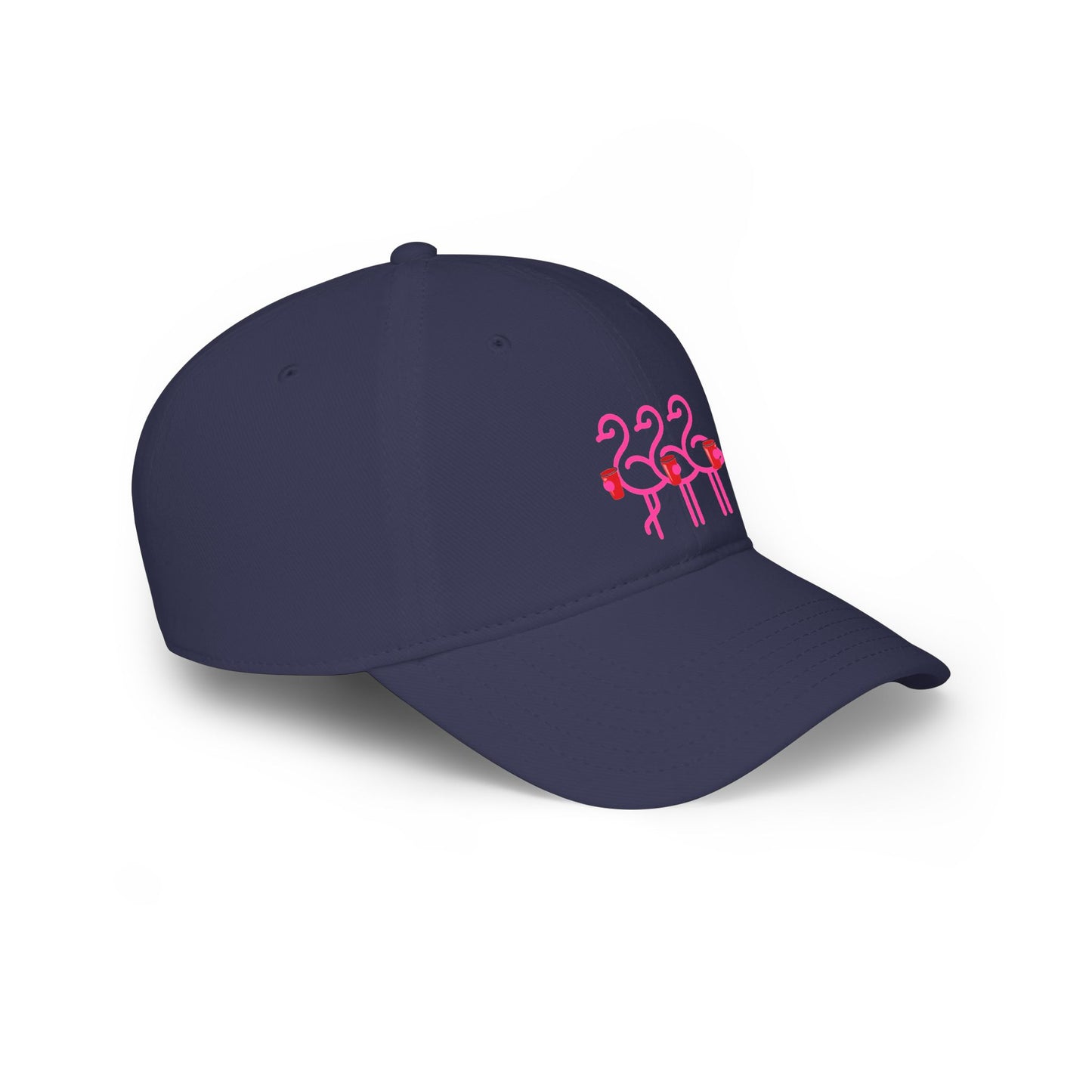 Three Pink Flamingos Baseball Cap | Tropical Bird Embroidery | Red Cup Throuple Life