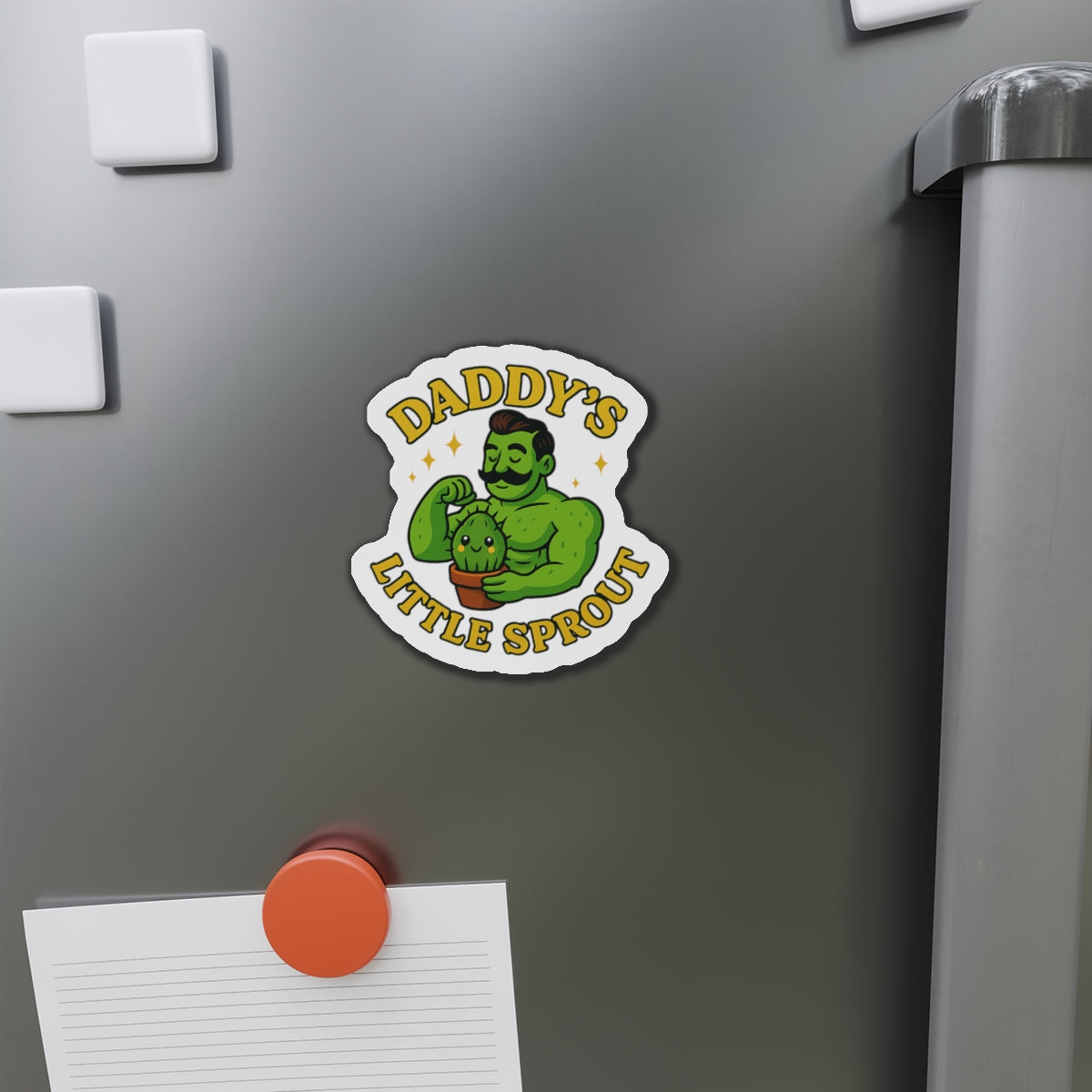 Daddy's Little Sprout Die-Cut Magnet | Plant Dad Cactus Magnet | Funny Magnet for Plant Lovers