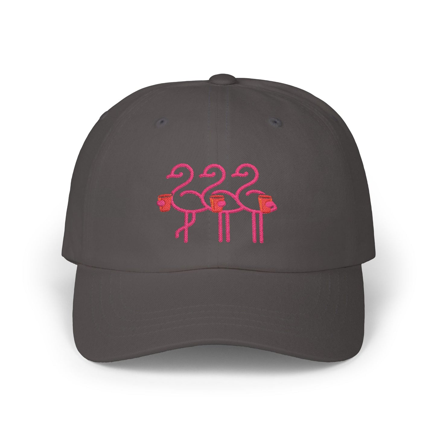 Three Pink Flamingos Dad Cap | Embroidered Baseball Hat | Red Cup Throuple Life