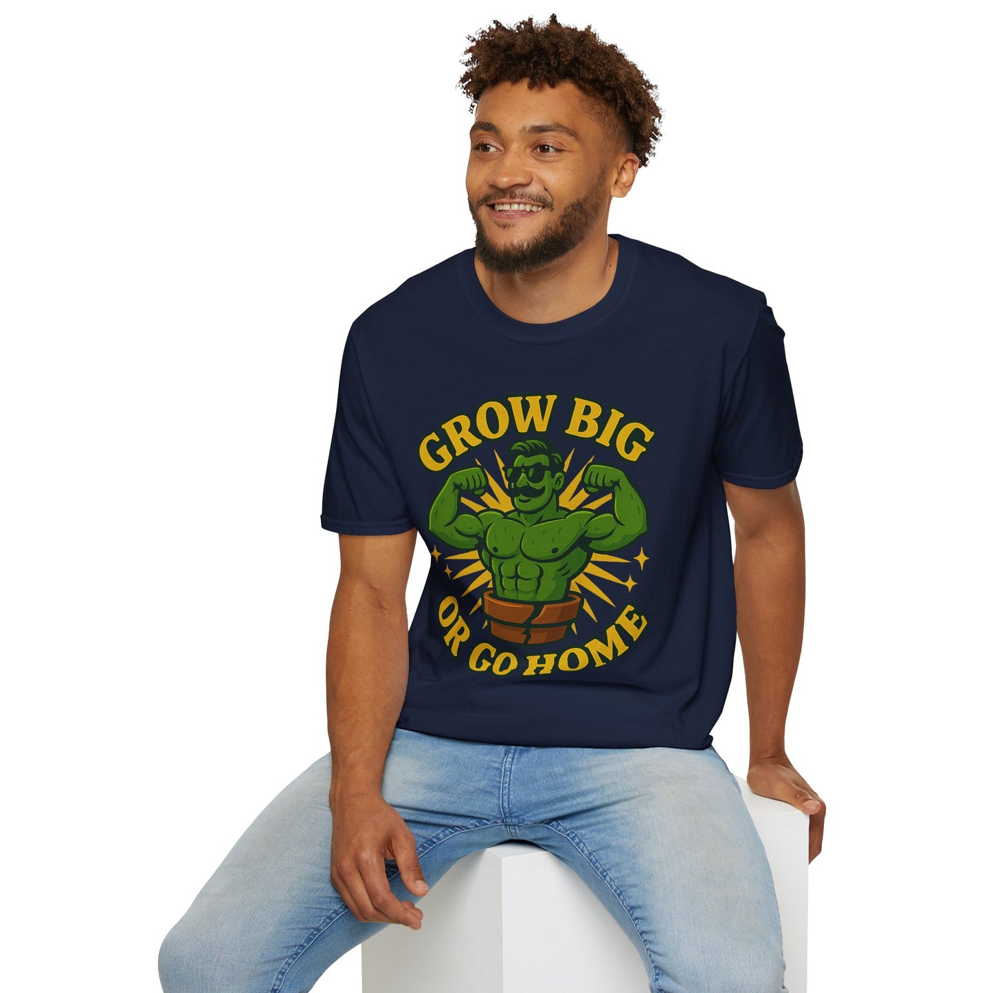 Grow Big or Go Home Plant Monster T-Shirt | Muscle Succulent Graphic Tee | Men's T-Shirt Plant Lover