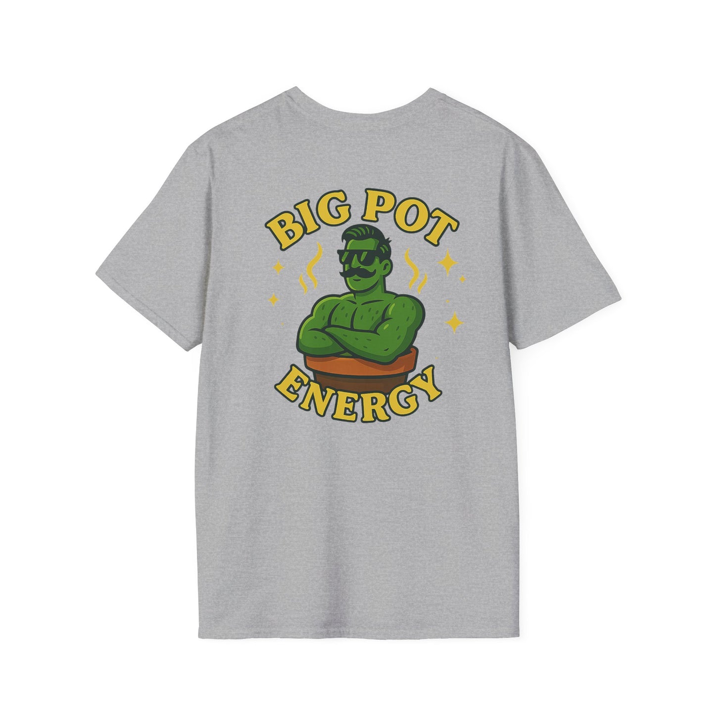 Big Pot Energy T-Shirt | Funny Plant Pot Character | 2 Sided Men's T-Shirt Plant Lover