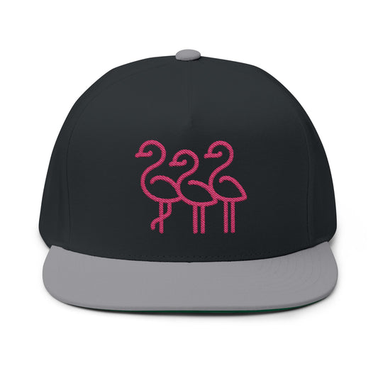 Flamingo Embroidered Flat Bill Cap | Trendy Hat for Summer Fun, Beach Days, Gifts for Her, Fashion Accessory, Outdoor Adventures
