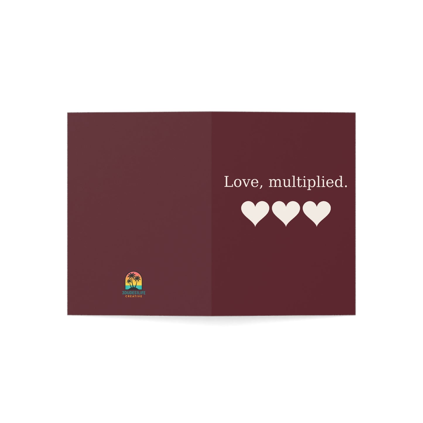 Love, multiplied hearts Greeting Card | Happy Valentine's Day Inside, Pack Options | Throuple V-Day Card