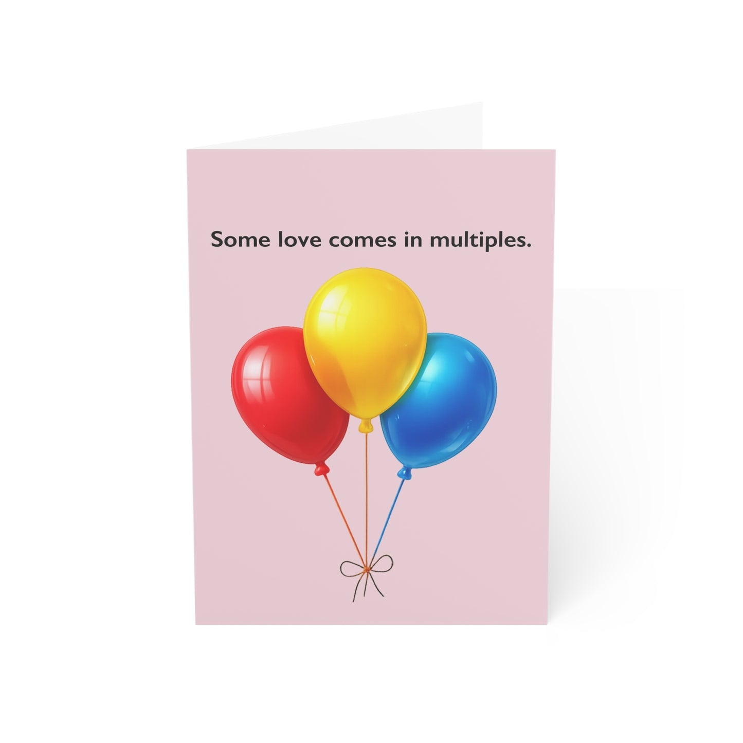 Some Love Comes in Multiples balloon illustration Greeting Card | Throuple Birthday Card | LGBTQ Celebration