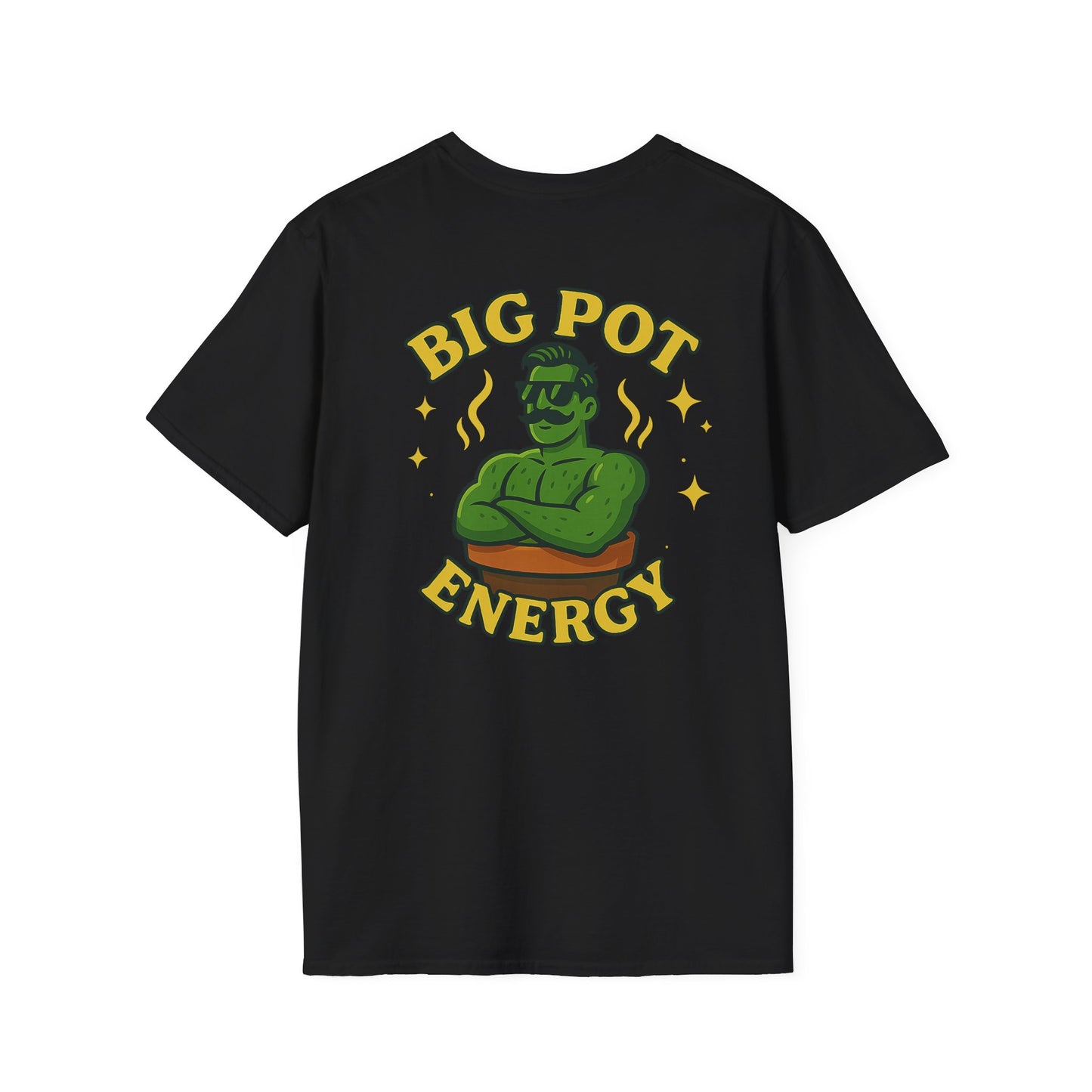 Big Pot Energy T-Shirt | Funny Plant Pot Character | 2 Sided Men's T-Shirt Plant Lover