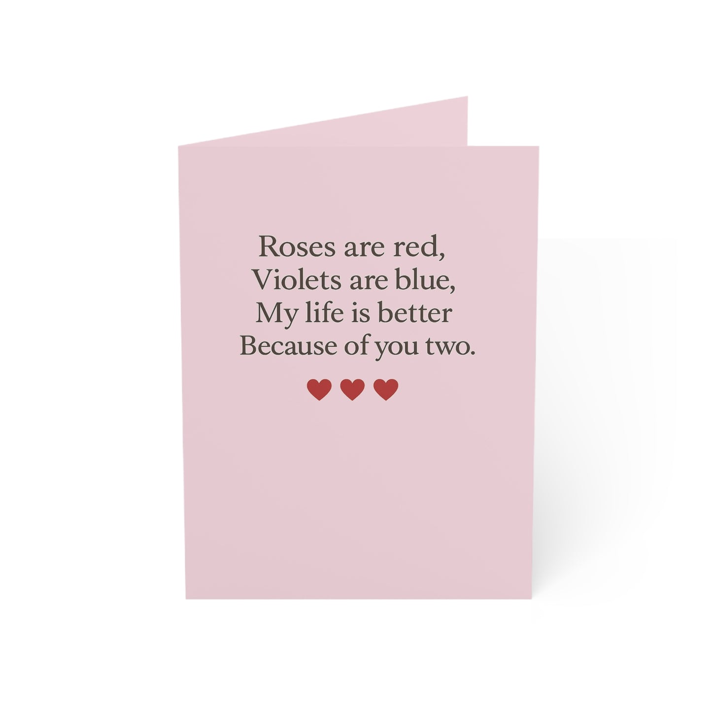 Roses are red poem Greeting Card | Pink card with hearts | Throuple Valentine's Day Card
