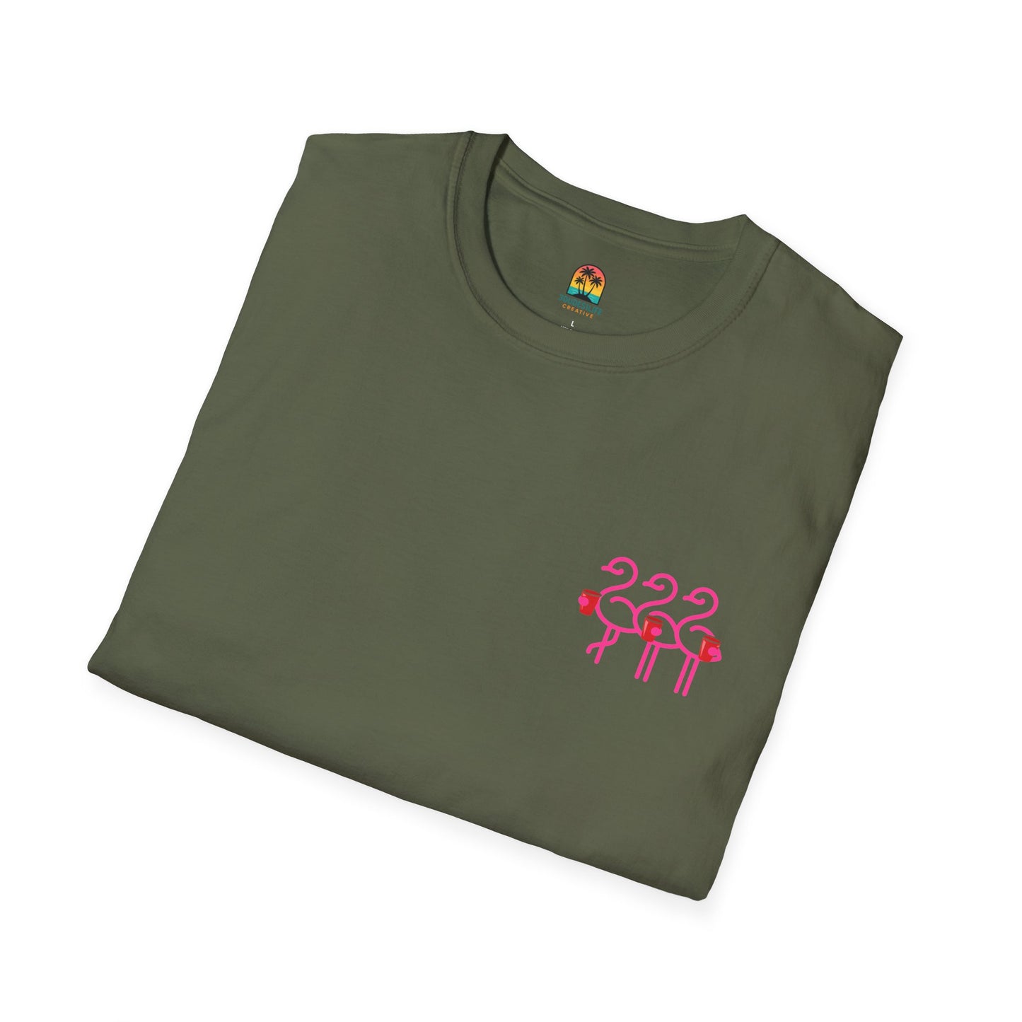 Three Pink Flamingos T-Shirt | Summer Print Shirt | Red Cup Throuple Life