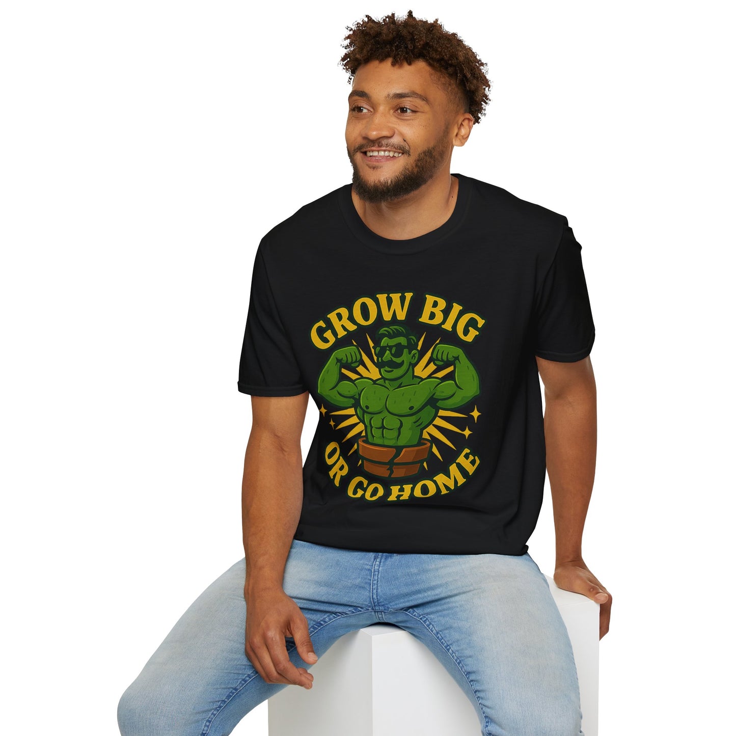 Grow Big or Go Home Plant Monster T-Shirt | Muscle Succulent Graphic Tee | Men's T-Shirt Plant Lover
