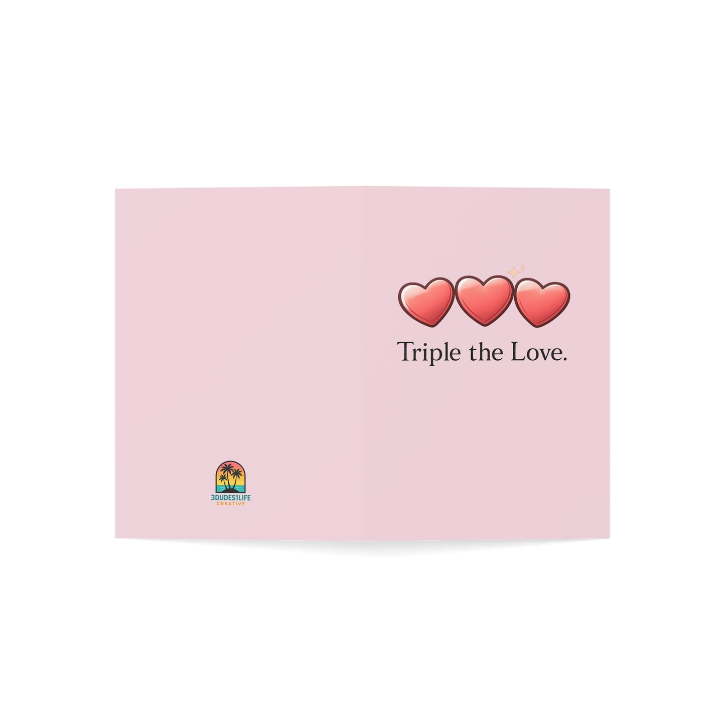 Triple the Love hearts Greeting Card | Pink Birthday Love Card | Throuple Celebration
