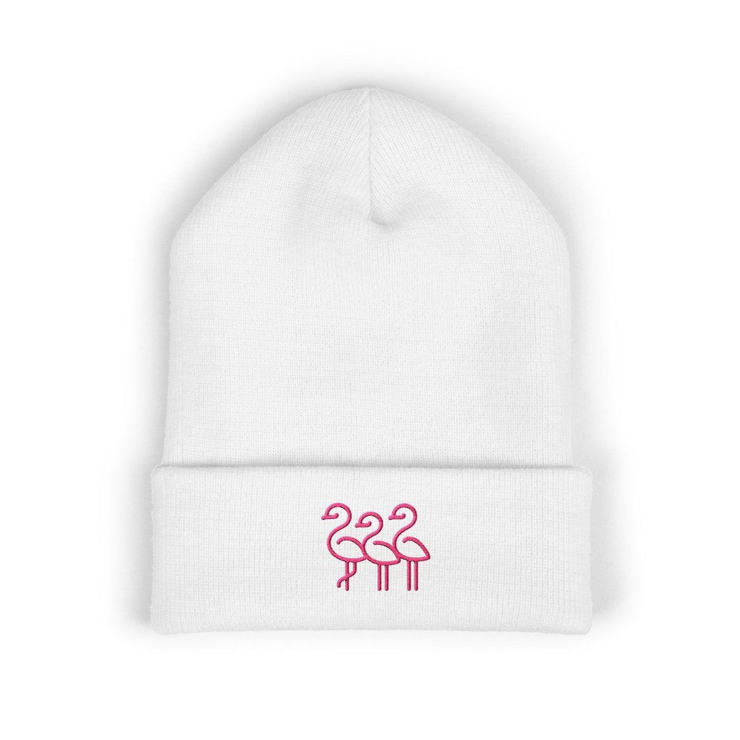Pink Flamingo Trio Soft Beanie | Cuffed Embroidered Beanie | Throuple Gift Ideas