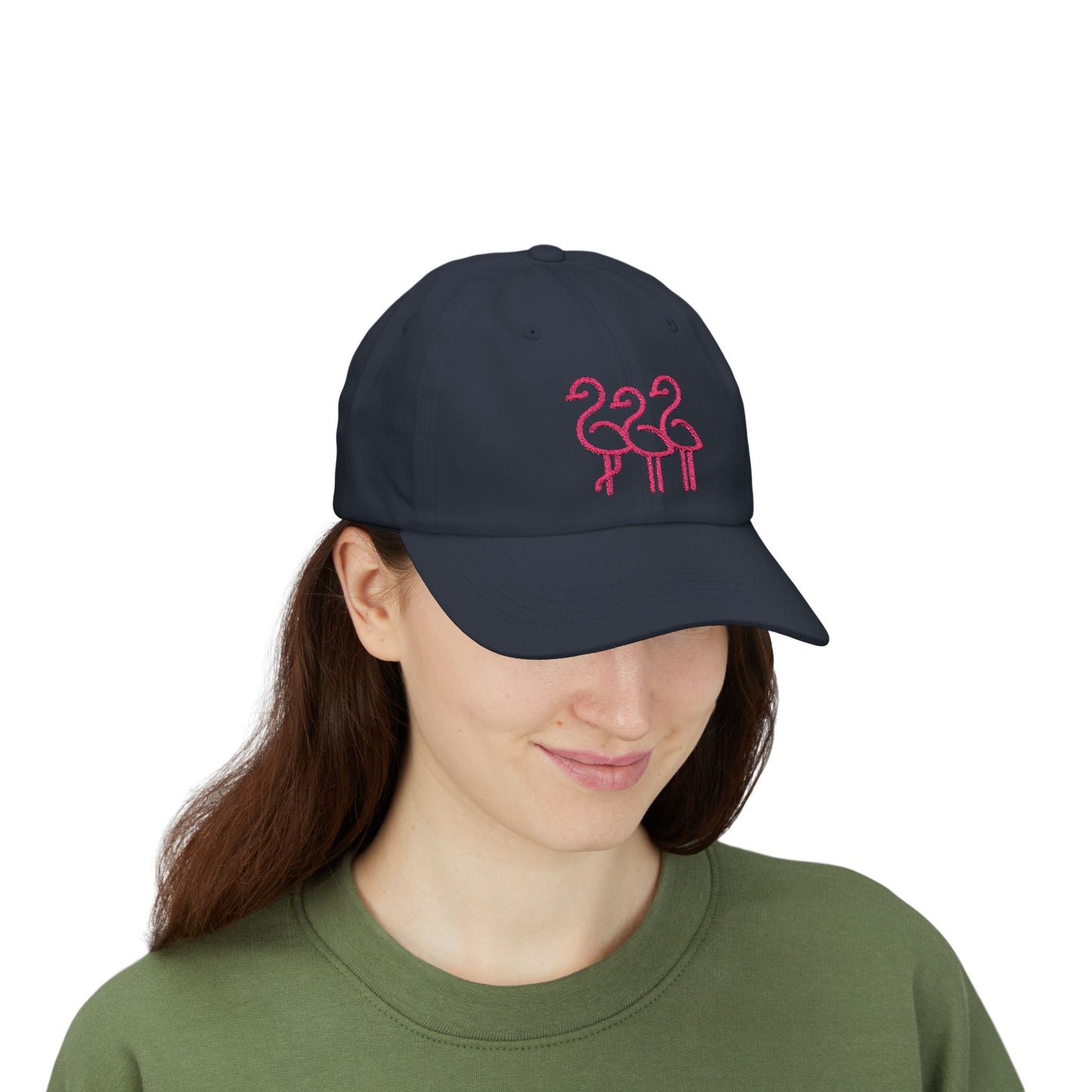 Three Pink Flamingos Dad Cap | Embroidered Flamingo Baseball Hat |Throuple Life