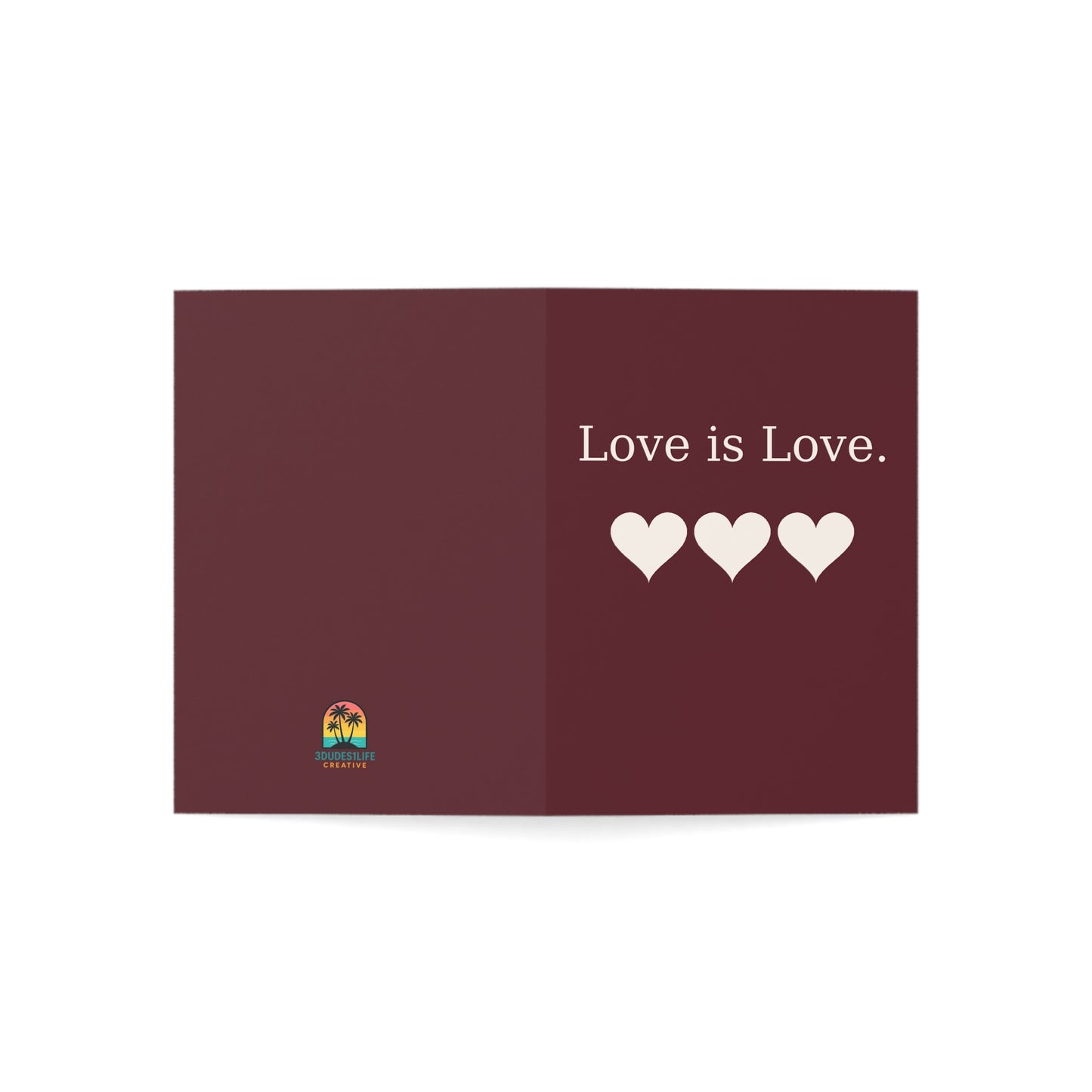 Love Is Love hearts Greeting Card | Pride, Romantic Note | Throuple Valentine's Day Card