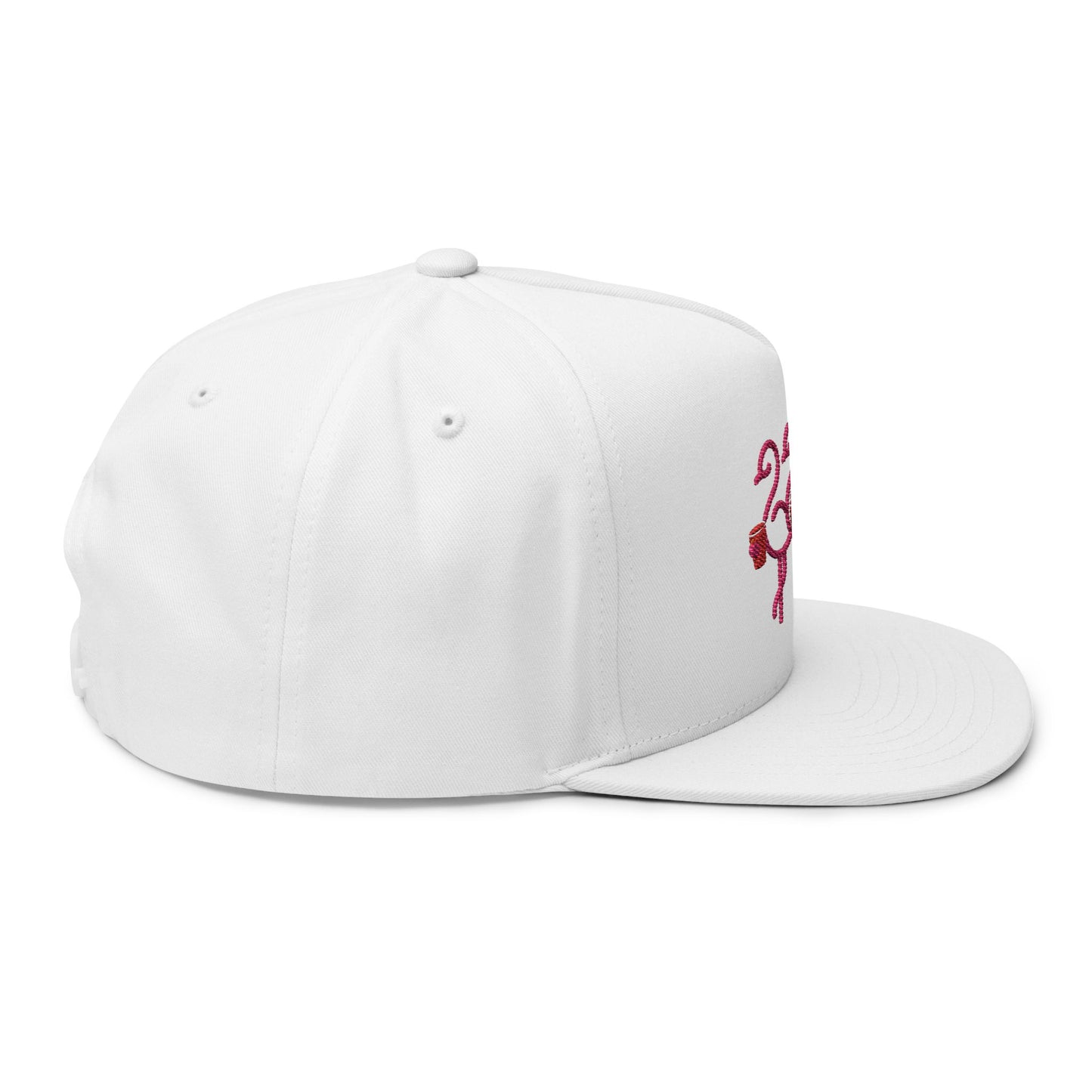Three Pink Flamingos Embroidered Flat Bill Cap | Tropical Bird Hat | Red Cup Throuple Life