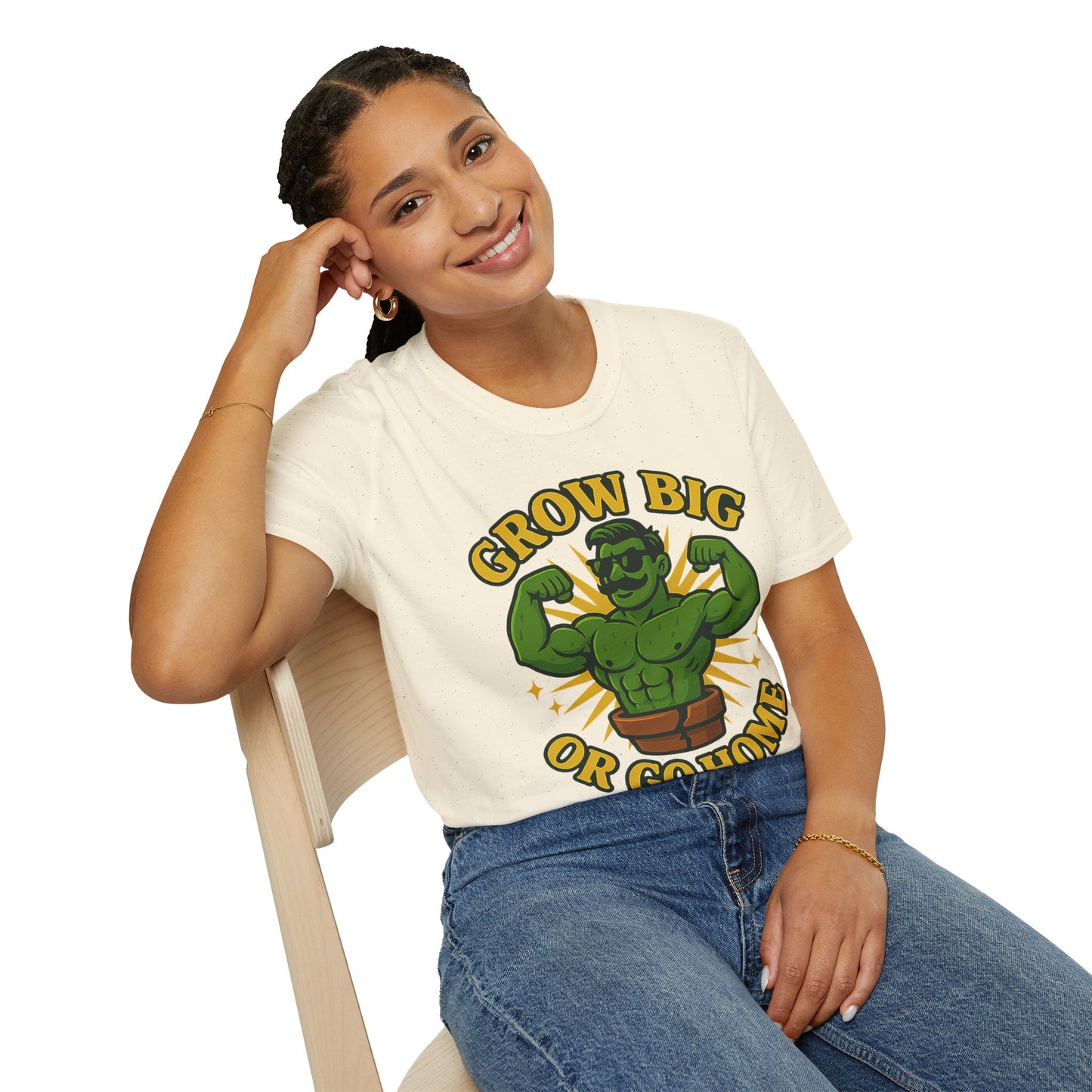Grow Big or Go Home Plant Monster T-Shirt | Muscle Succulent Graphic Tee | Men's T-Shirt Plant Lover