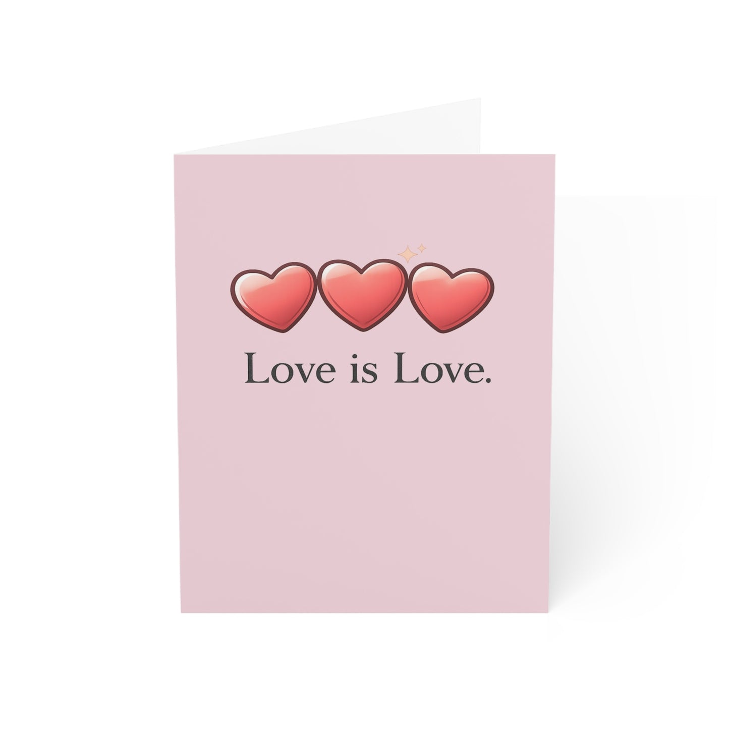 Love is Love hearts Greeting Card | LGBTQ Pride, Pink Birthday card | Throuple Celebration