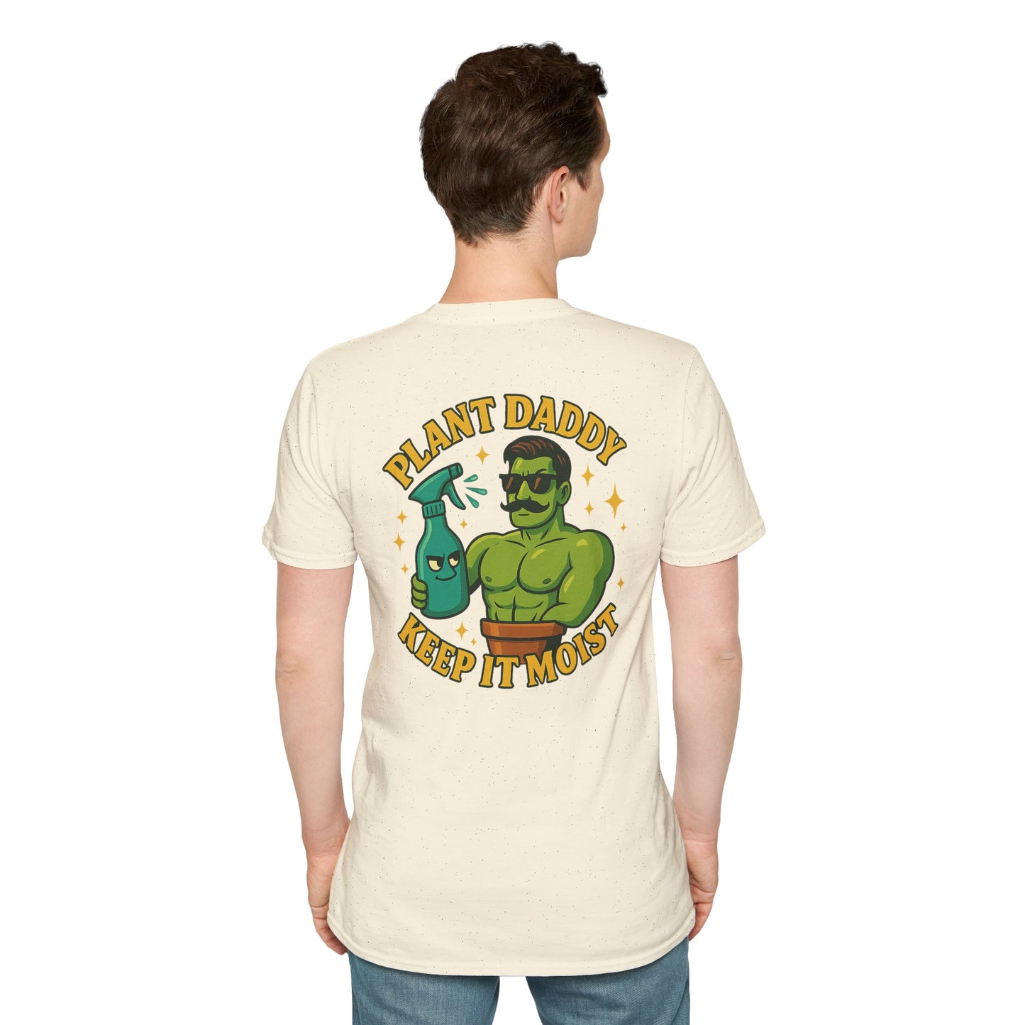 Plant Daddy Keep It Moist T-Shirt | Plant Care Humorous Graphic Tee | 2 Sided Men's T-Shirt Plant Lover