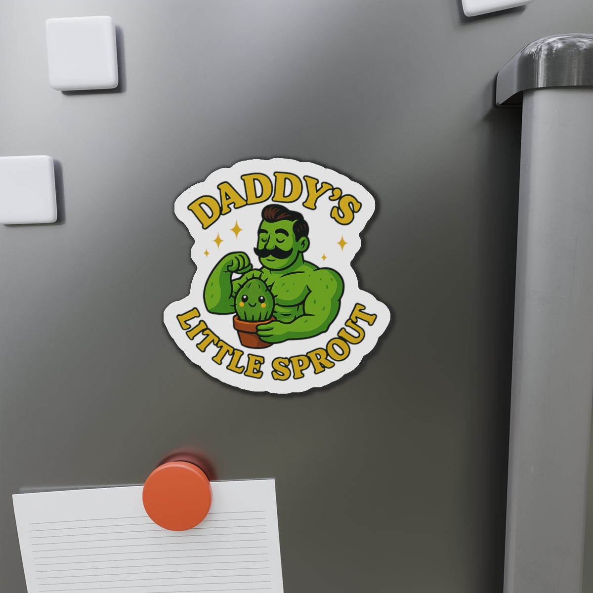 Daddy's Little Sprout Die-Cut Magnet | Plant Dad Cactus Magnet | Funny Magnet for Plant Lovers