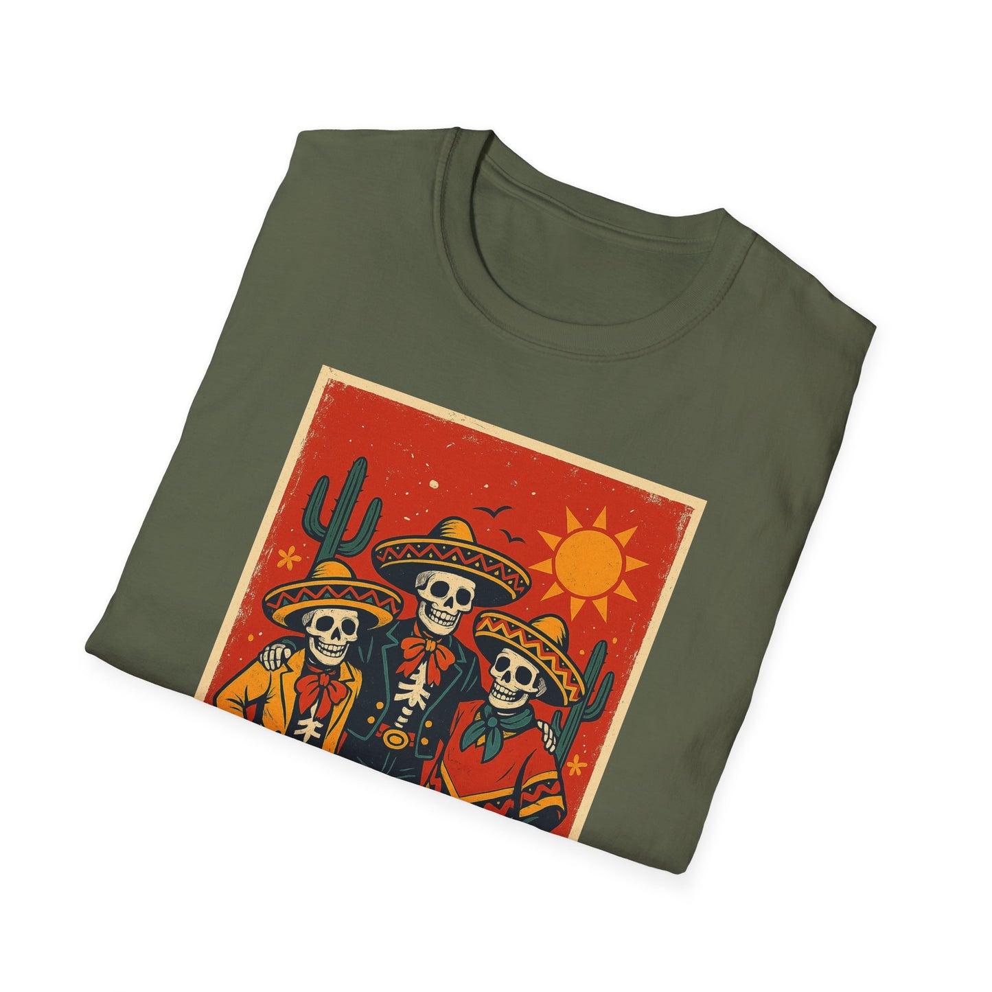 Day of the Dead Trio T-Shirt | Casual Skull Tee | Unisex Festival Shirt | Halloween Costume Top | Mexican Heritage Apparel | Throuple Shirt