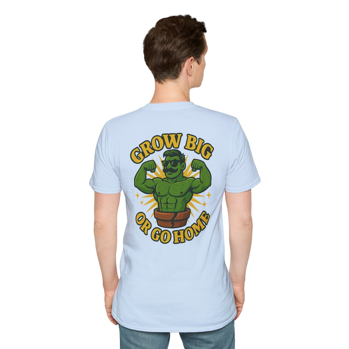 Grow Big or Go Home T-Shirt | Muscular Hulk Plant Fitness Graphic | 2 Sided Men's T-Shirt Plant Lover