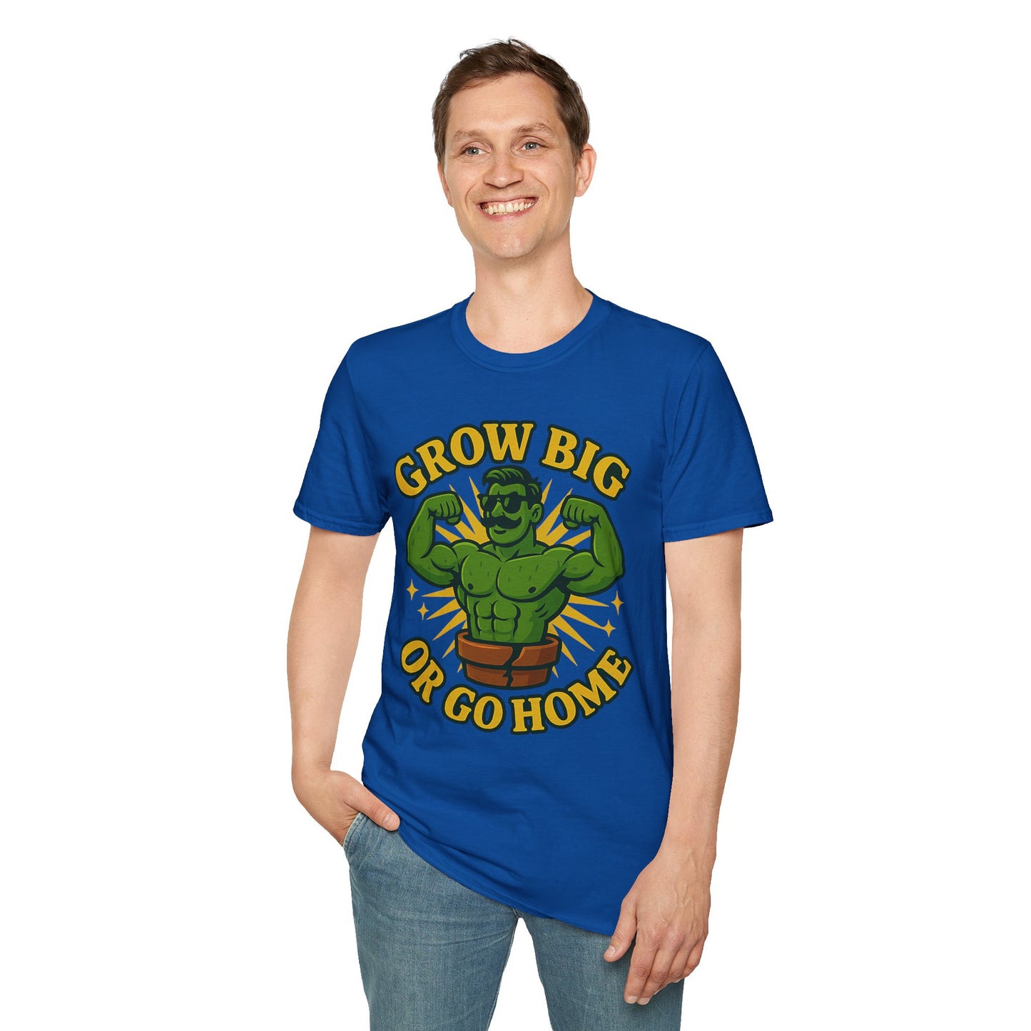 Grow Big or Go Home Plant Monster T-Shirt | Muscle Succulent Graphic Tee | Men's T-Shirt Plant Lover