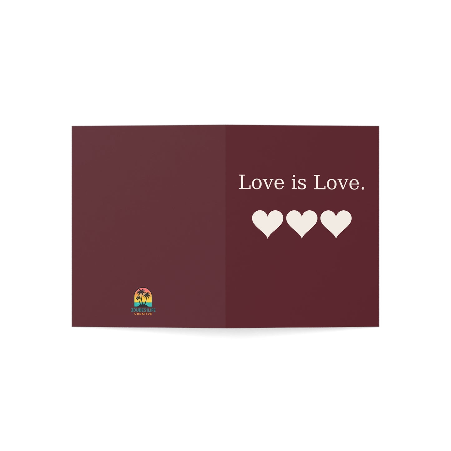 Love Is Love hearts Greeting Card | Pride, Romantic Note | Throuple Valentine's Day Card